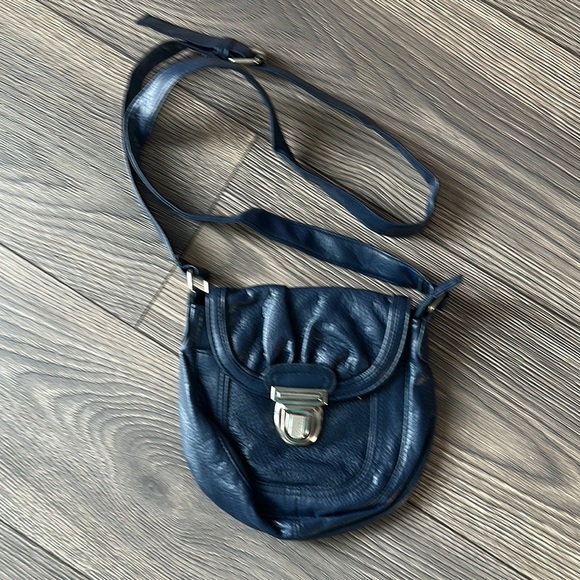 Navy Leather Crossbody Bag - Picture 1 of 8